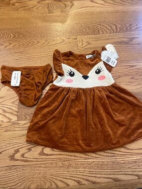 Speechless Rust Brown Corduroy Fox Dress with Matching Bloomers